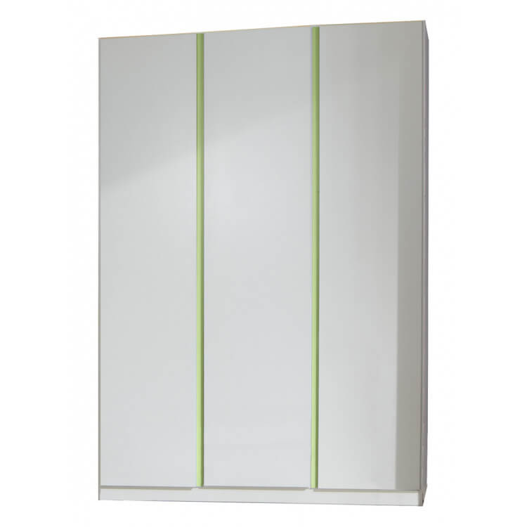 Armoire contemporaine 3 portes blanc alpin/décor vert Wendy