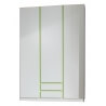 Armoire contemporaine 3 portes/2 tiroirs blanc alpin/décor vert Wendy