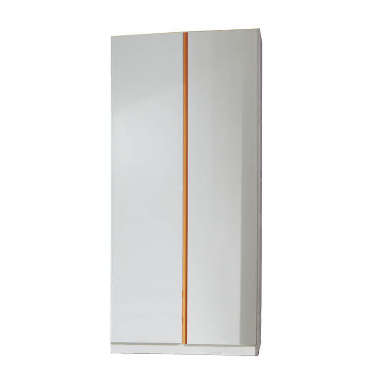 Armoire contemporaine 2 portes blanc alpin/orange Ysalie