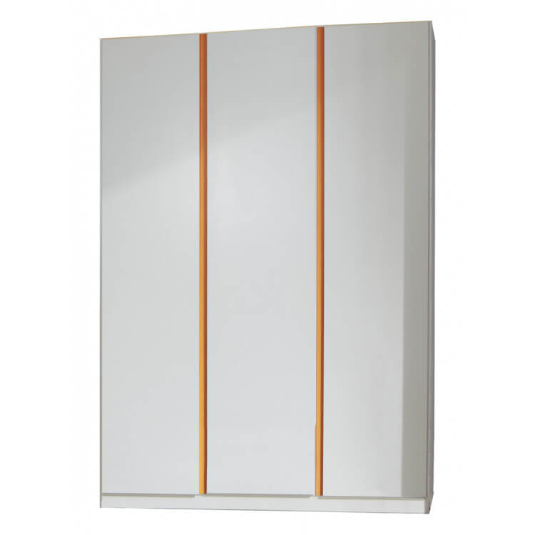 Armoire contemporaine 3 portes blanc alpin/orange Ysalie