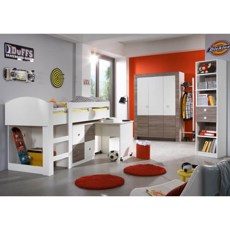 Chambre enfant contemporaine chêne montana/blanc Kyriane