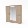 Armoire contemporaine 4 portes avec miroir chêne clair Pavot