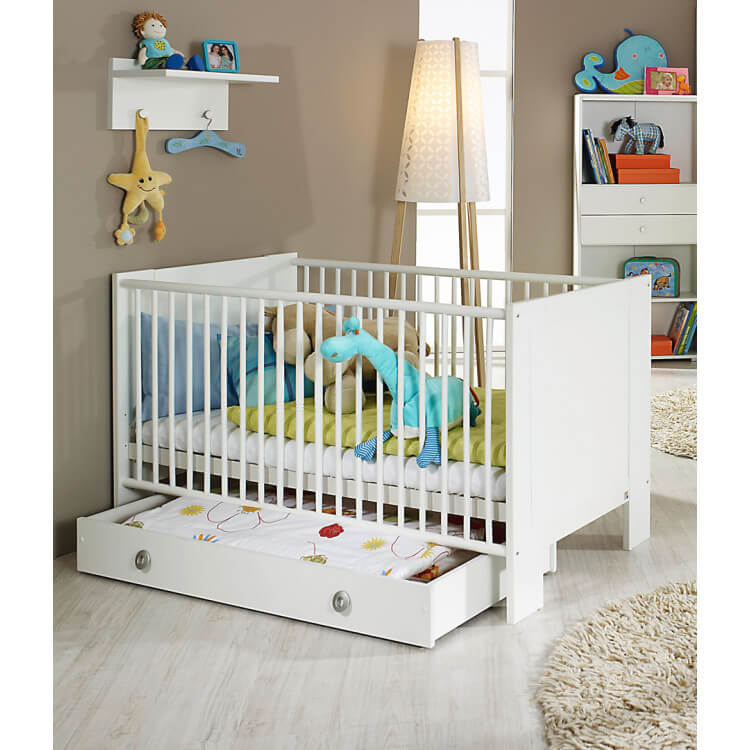 Lit bébé évolutif contemporain coloris blanc Nielson