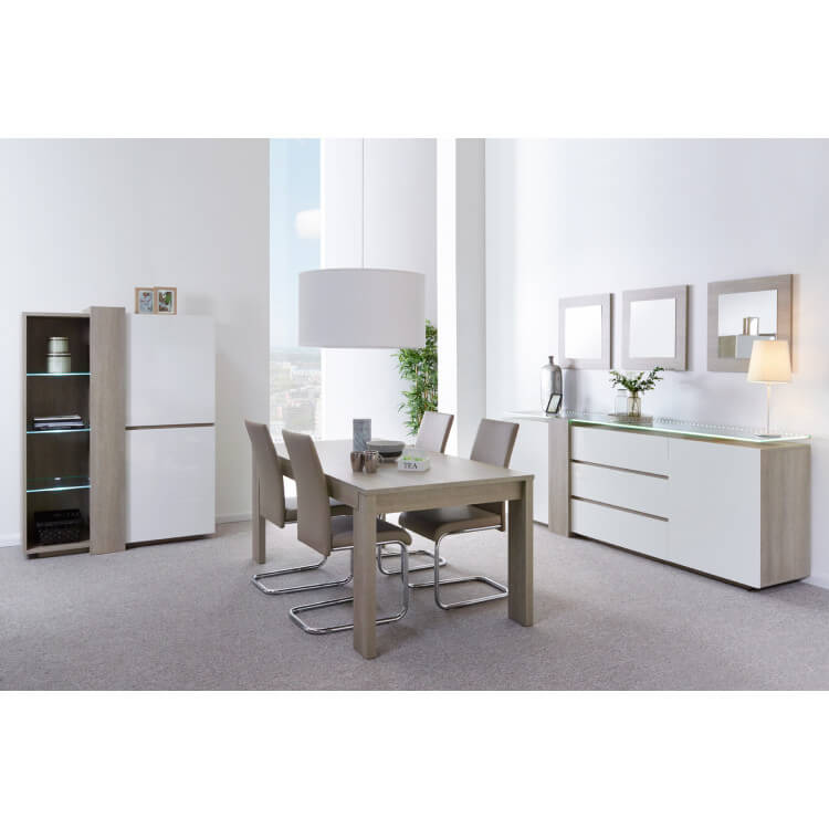 Salle A Manger Contemporaine Chene Gris Blanc Laque Angeline