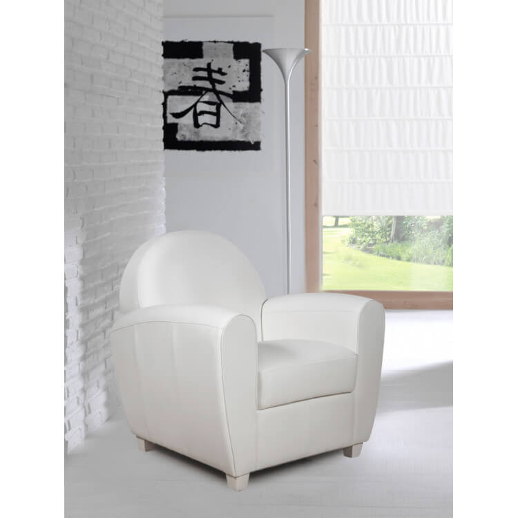 Fauteuil club contemporain en PU blanc Maritza