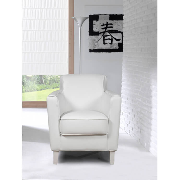 Fauteuil design en PU blanc Ashley