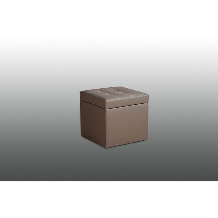 Pouf coffre carré design en PU taupe Brenton