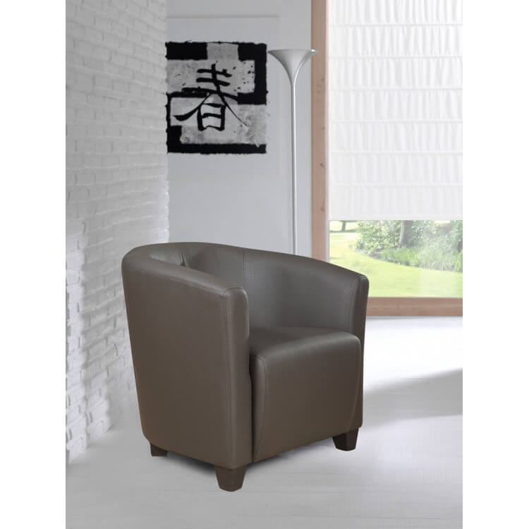 Fauteuil cabriolet contemporain en PU brun Bethany