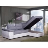 Canapé d'angle convertible contemporain en tissu gris/PU blanc Janaya