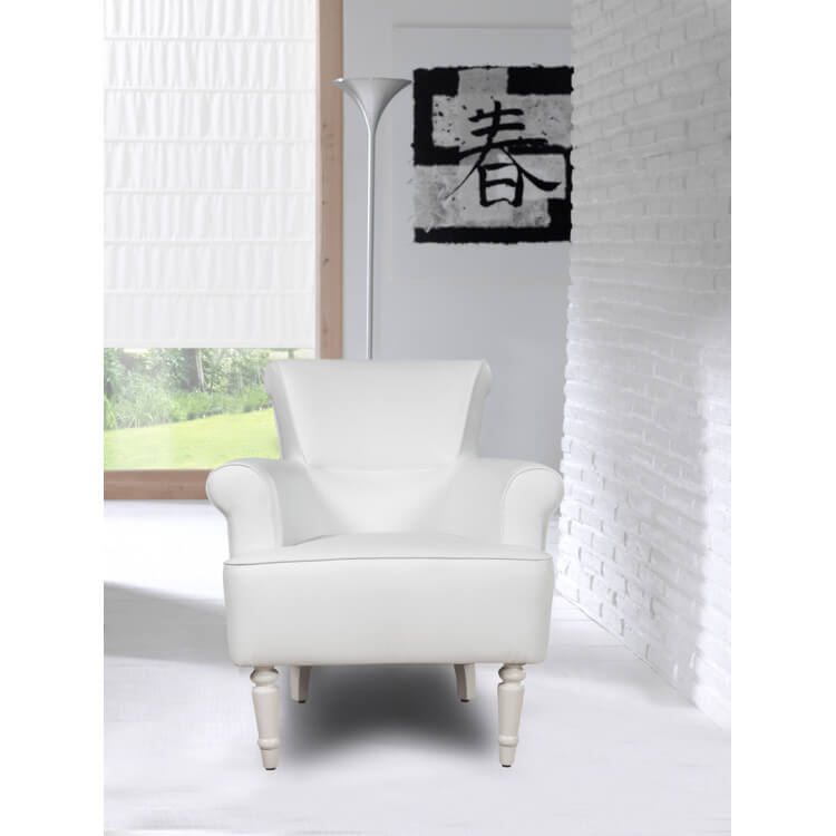 Fauteuil fixe contemporain en PU blanc Jemma