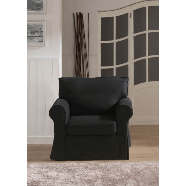 Fauteuil fixe contemporain en tissu noir Loucia