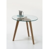Table basse contemporaine verre et bois coloris chêne Adaline II