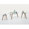 Table basse contemporaine verre et bois coloris chêne Adaline II