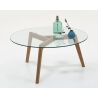 Table basse contemporaine verre et bois coloris chêne Adaline III