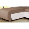 Canapé d'angle contemporain convertible en tissu brun/PU blanc Isaac