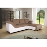Canapé d'angle contemporain convertible en tissu brun/PU blanc Isaac