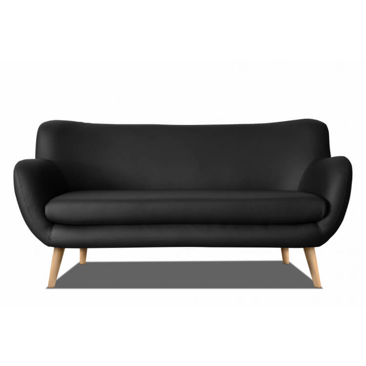 Canapé fixe design 3 places en PU noir Axelle