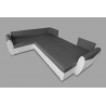 Canapé d'angle panoramique contemporain réversible et convertible en tissu anthracite/PU blanc Benji