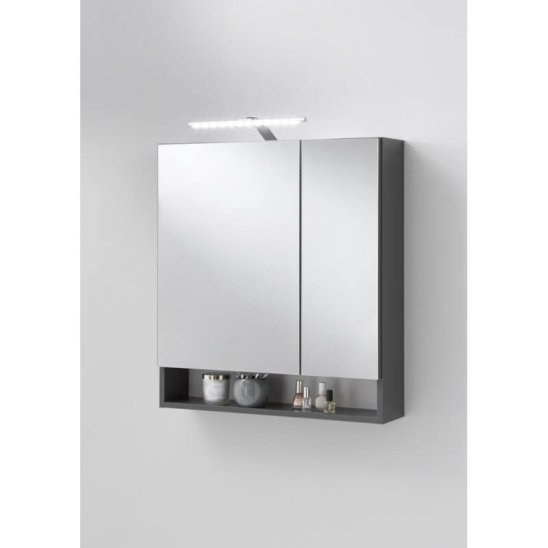 Armoire de toilette contemporaine avec éclairage coloris anthracite Adalia