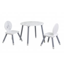 Ensemble table et chaises enfant contemporain blanc/gris Papyrus