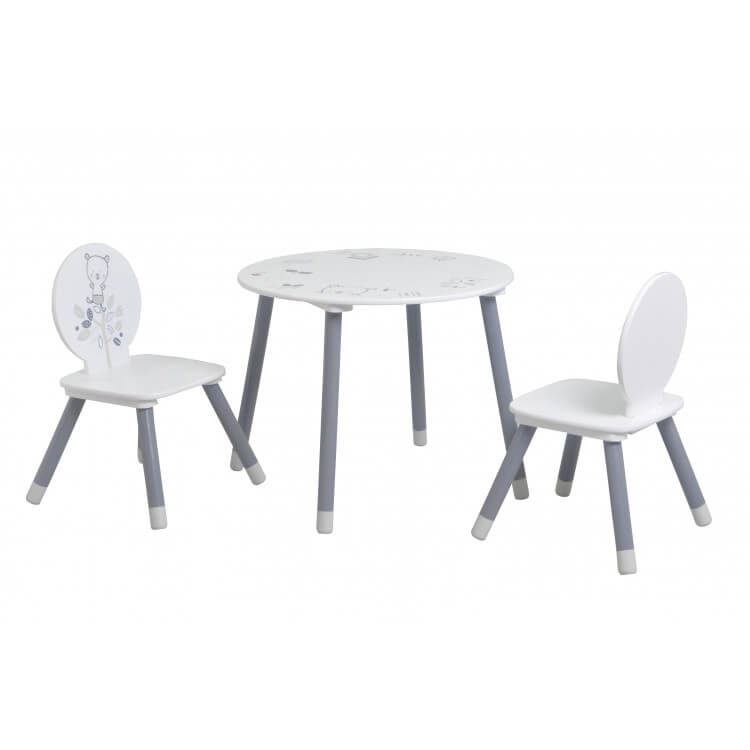 Ensemble table et chaises enfant contemporain blanc/gris Papyrus