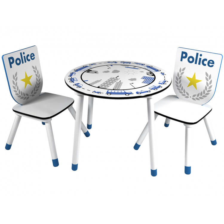 Ensemble table et chaises enfant contemporain blanc/bleu Security