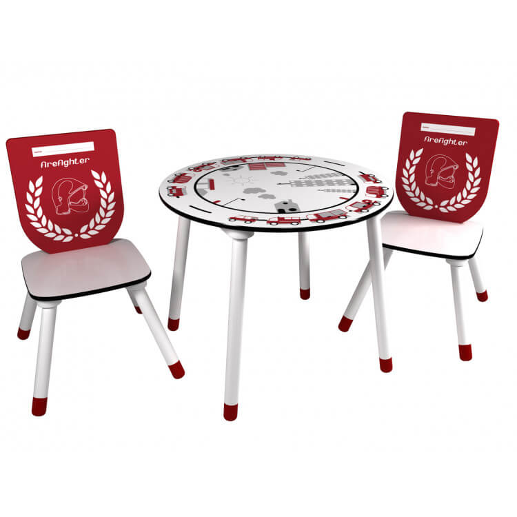 Ensemble table et chaises enfant contemporain blanc/rouge Flam
