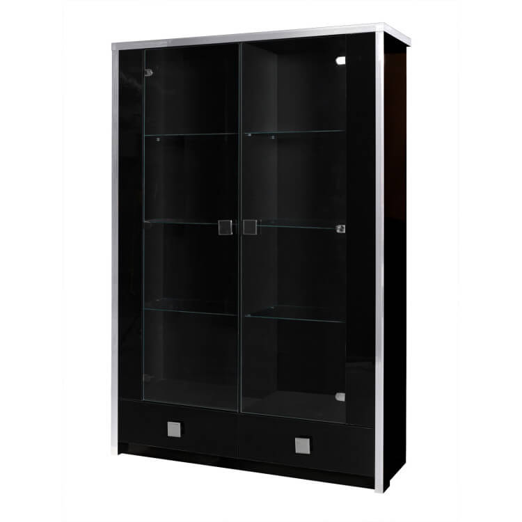 Vitrine design 2 portes coloris noir brillant Ipsylone