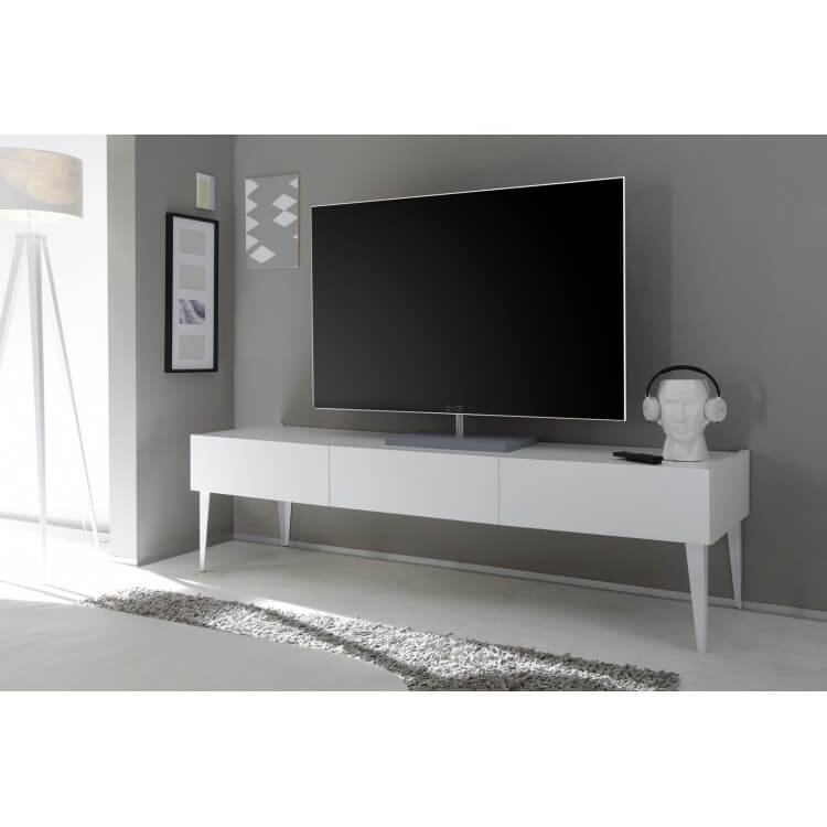 Meuble TV design 3 tiroirs coloris blanc Adèle