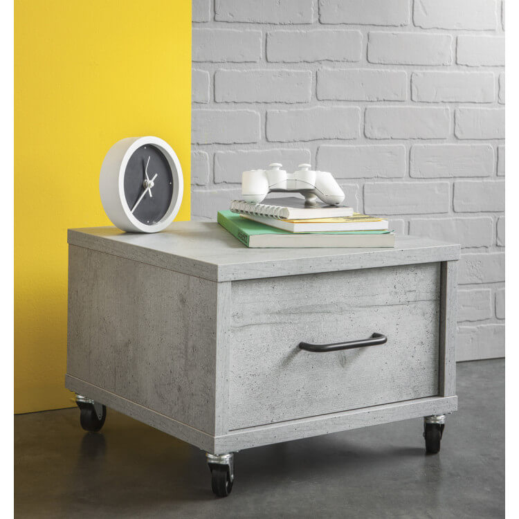 Chevet contemporain 1 tiroir coloris béton Baltimore
