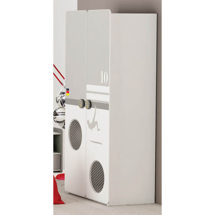 Armoire enfant contemporaine 2 portes coloris blanc/gris Corner