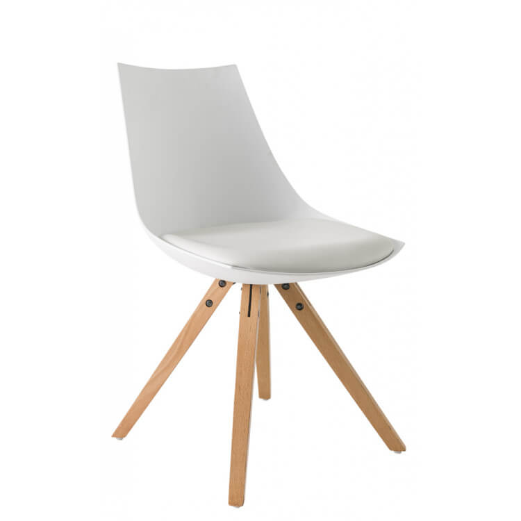 Chaise de salle à manger scandinave en PU blanc (lot de 2) Sabine