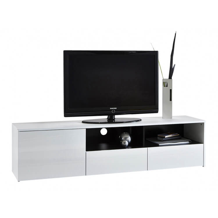 Meuble TV design blanc brillant Darwin