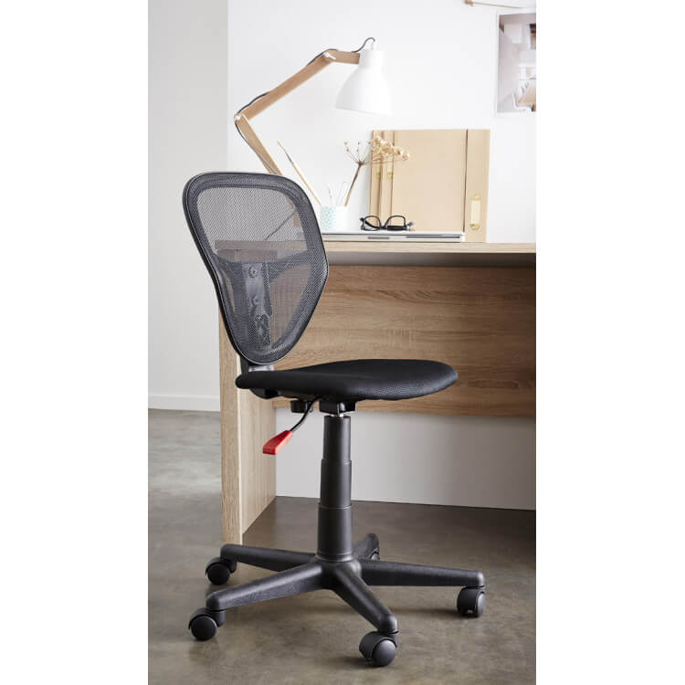 Chaise de bureau contemporaine en tissu noir Magnus
