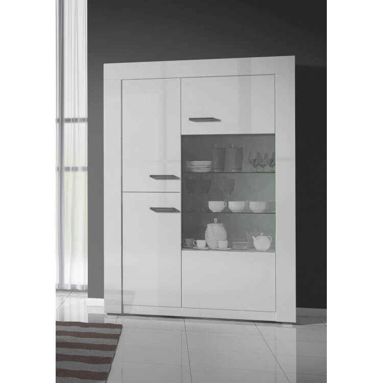 Vaisselier/argentier design 3 portes laqué blanc Gwendaline