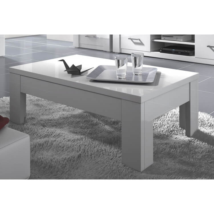Table basse design rectangulaire laquée blanche Gwendaline