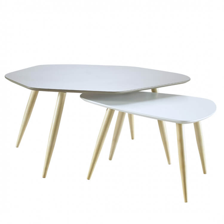 Table basse design blanche et grise (lot de 2) Minotore