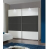 Armoire adulte design blanche/anthracite portes coulissantes Evonie