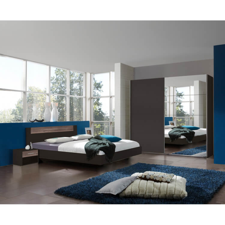 Chambre adulte contemporaine coloris chêne/lave Australia