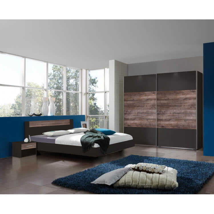 Chambre adulte contemporaine coloris chêne/lave Australia II