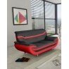 Canapé fixe design 2 places en PU noir/rouge Adelice
