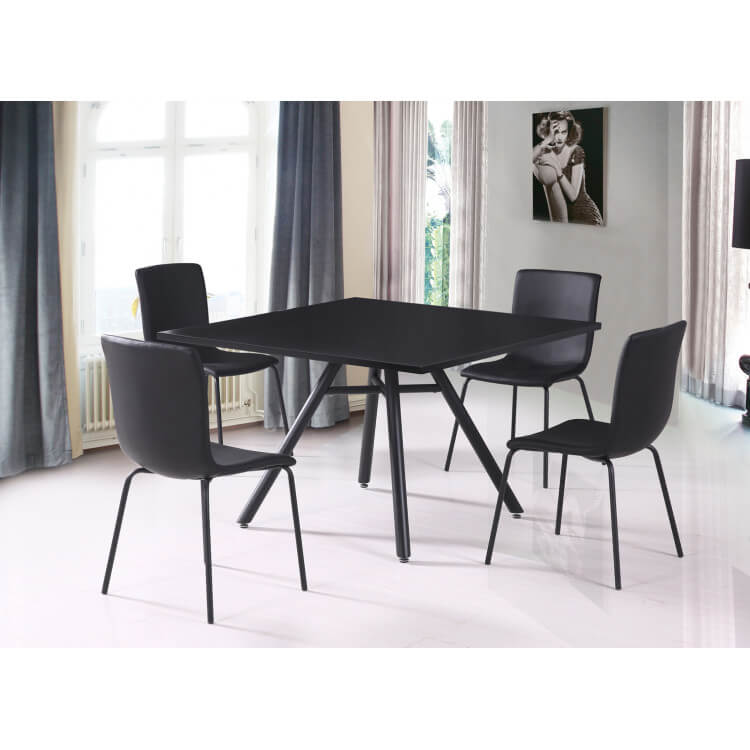 Ensemble table et 4 chaises design noir Wallace
