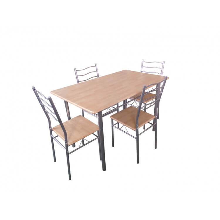 Ensemble table et 4 chaises contemporain coloris gris/naturel Carmen