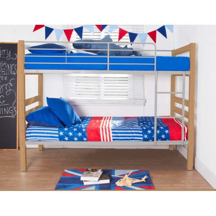 Lits superposés enfant contemporains coloris gris/naturel Ademar