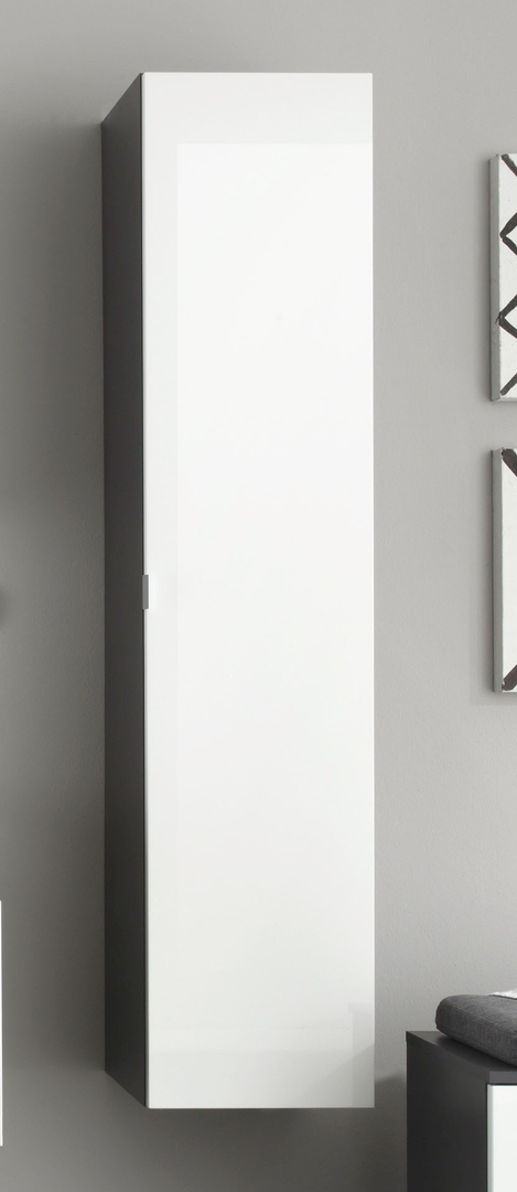 Colonne de salle de bain suspendue design gris/blanc laqué Messine