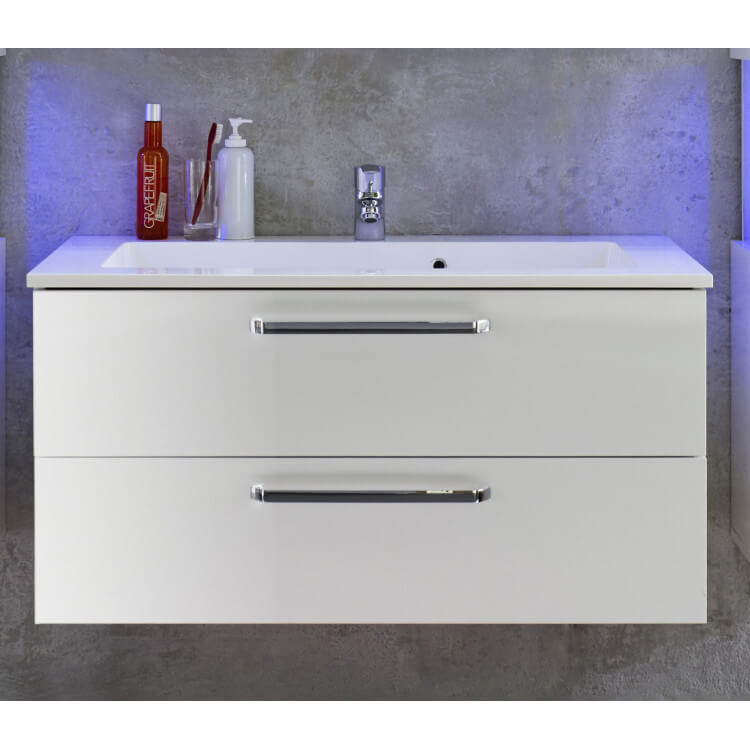 Meuble sous lavabo design blanc brillant Massalia