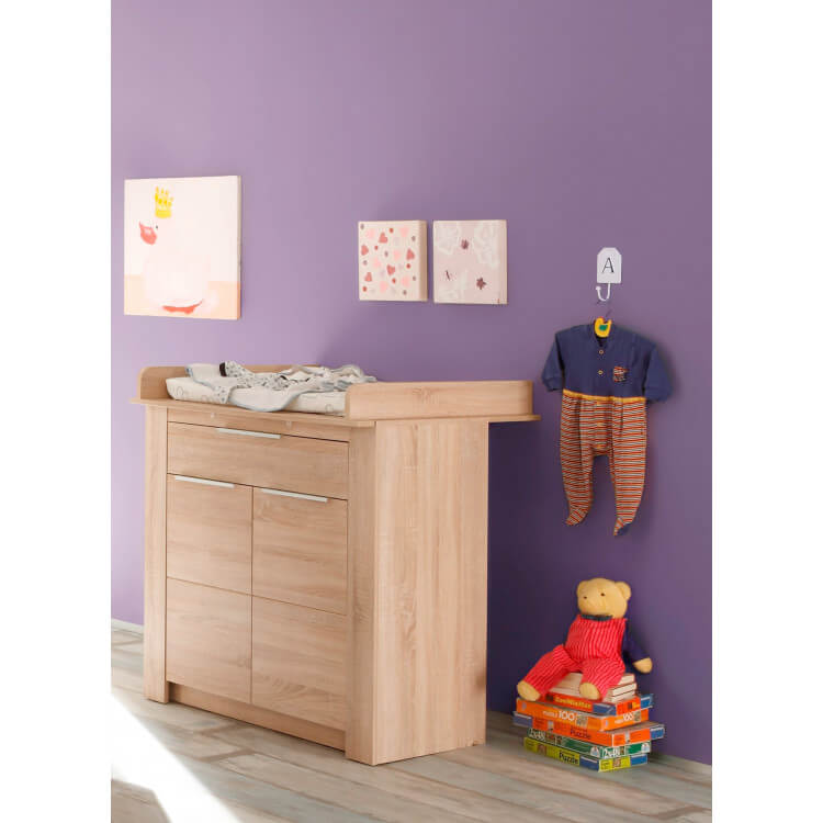 Commode à langer contemporaine chêne clair Charlotte