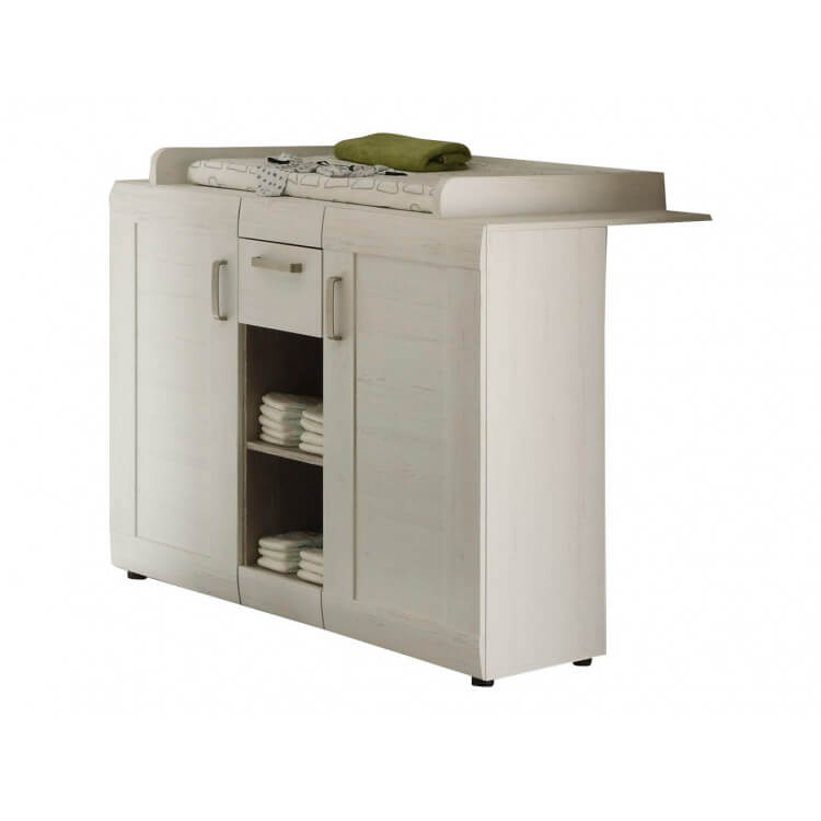 Commode à langer contemporaine coloris pin blanchi Chloé