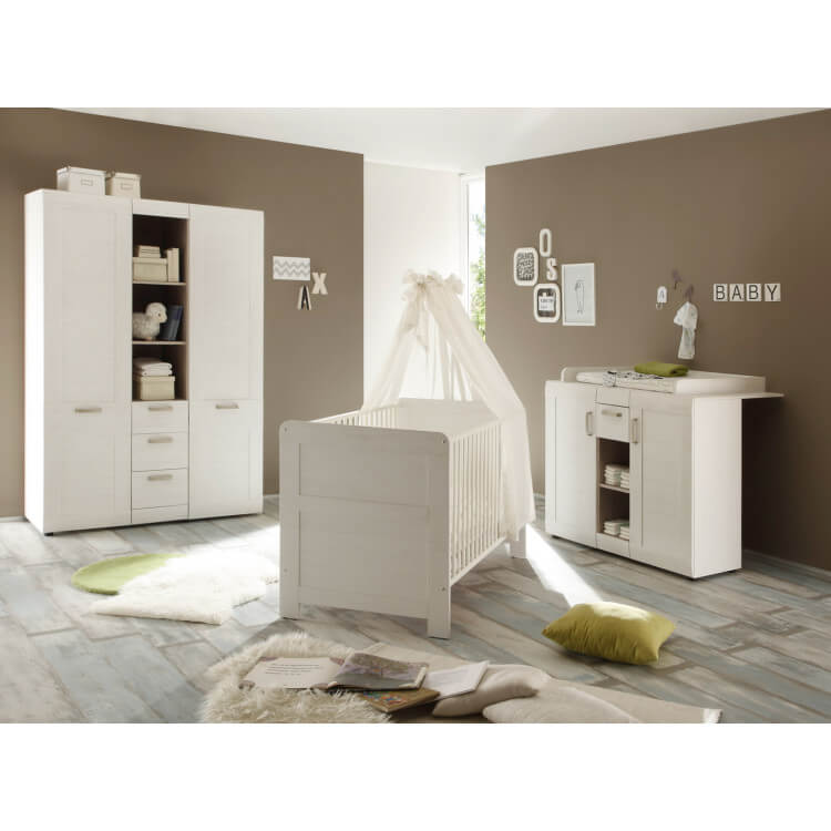 Chambre bébé contemporaine coloris pin blanchi Chloé