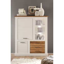 Meuble de rangement contemporain pin blanc/noyer Hamilton